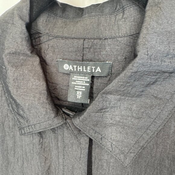 NWOT Athleta Lunar Shine Button Down Shirt in Black - Picture 2 of 11